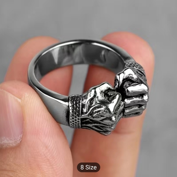 Retro Punk Fists Statement Ring For Men - Picture 3 of 5
